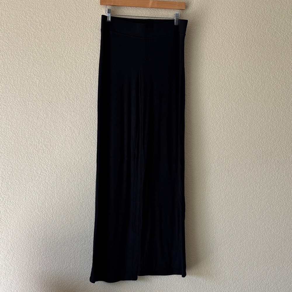 ATM Black Women's 96% Micromodal Knit Wide Leg Pants